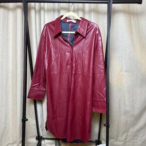 Violeta by Mango | Size 16 | Burgundy Faux Leather Shirt Dress or Coat